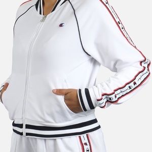White CHAMPION double lined track jacket.